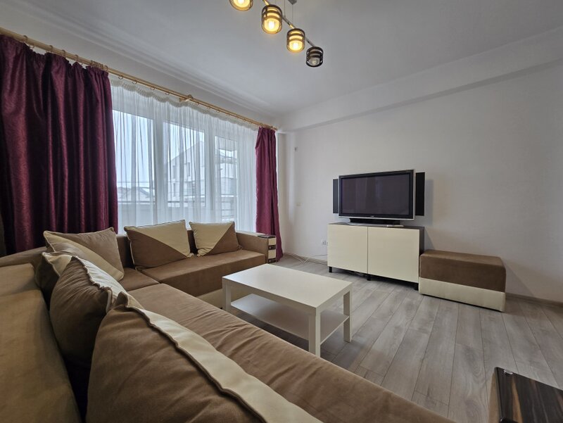 Bucurestii Noi apartament cu 2 camere spatios  etaj 1 centrala+ mobilat+ utilat  comision 0%